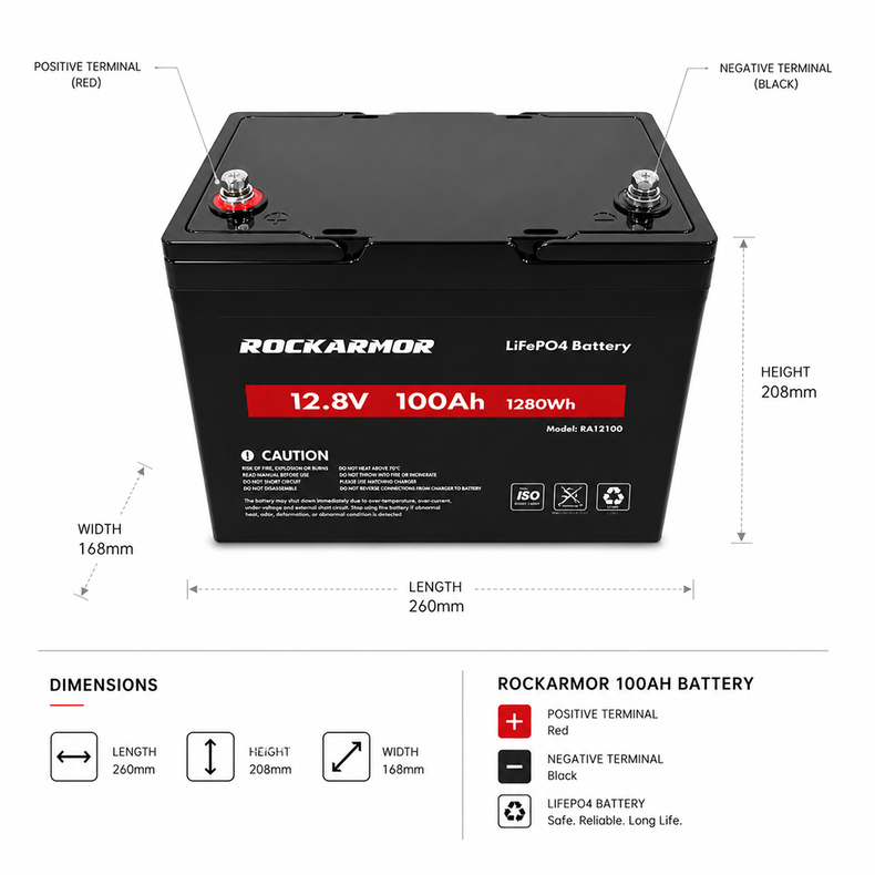 100AH Lithium Battery - Rockarmor 4x4