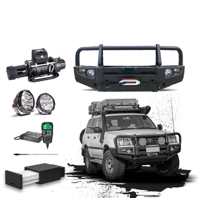 105 Series Touring Pack Suits: 105 Series Landcruiser (Solid Axel) - Prem Bullbar, Winch, Lights, uhf