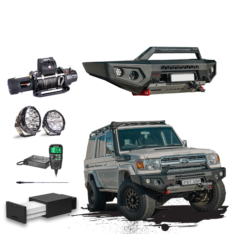 70 Series Touring Pack Suits: 76 / 78 / 79 Series Landcrusier - GT Bumper, Winch, Lights, uhf
