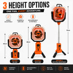 Camping Fan with Adjustable Stand, Water Misting Spray, Built in Lantern & 20,000mAh Battery