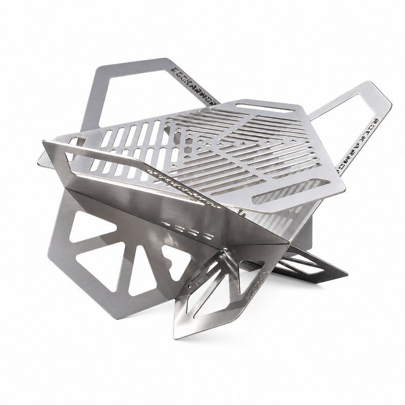 Stainless Steel Portable Camp BBQ Fire Pit - World's Slimmest BBQ Fire Pit