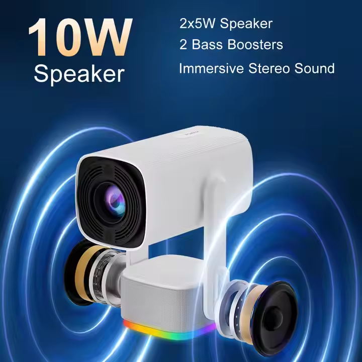 Portable Projector Rockarmor Basecamp 4K All-In-One with Built-In Battery & Speaker