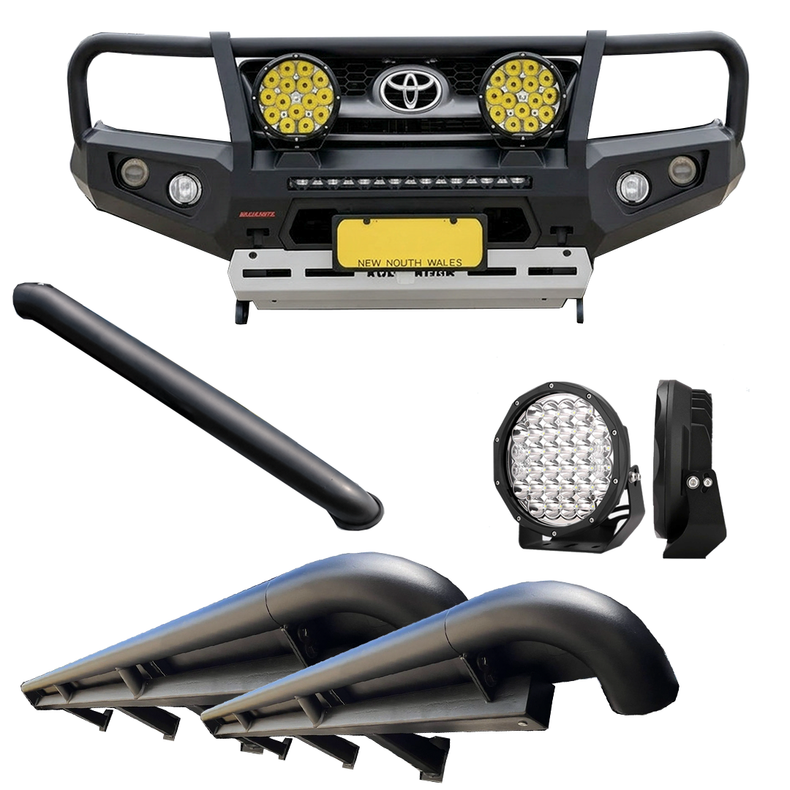 N70 Hilux Mod Package Suits: 04/2005 - 07/2011 | Bullbar, Rocksliders, Stainless Snorkels LED Spotties