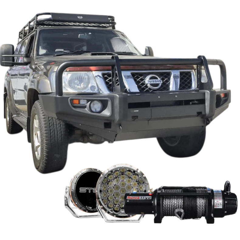 GU Patrol Protek Pack Suits Series 1-3 | Classic Premium Bull Bar, Runva Winch, Stedi Lights