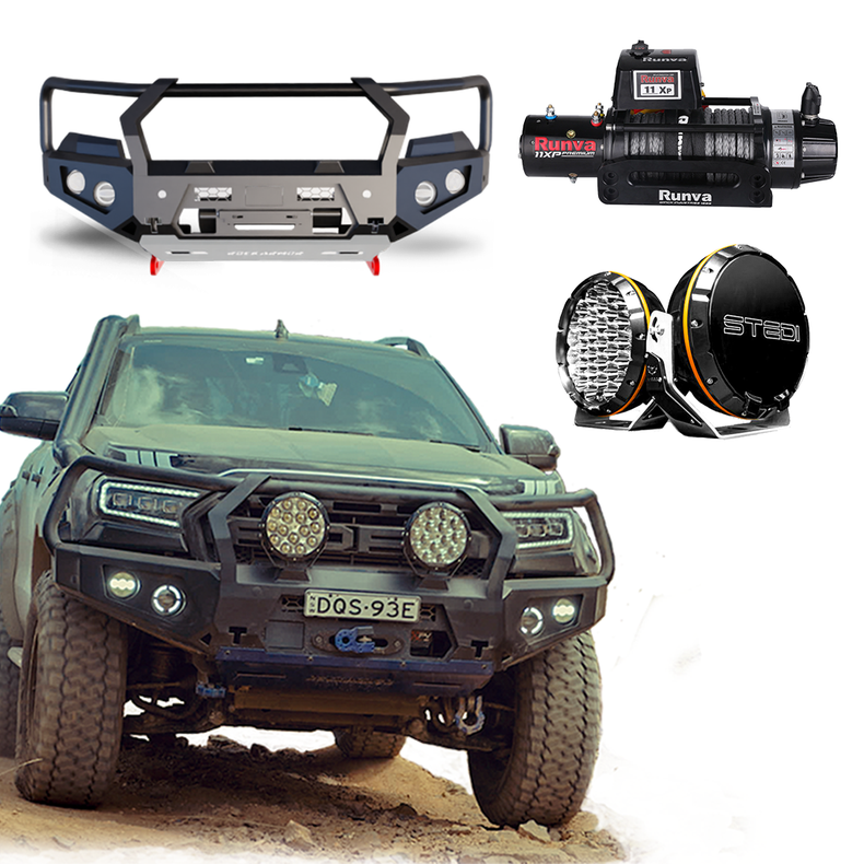 Ford Ranger Bullbar Protek Pack | GT Bull Ba, Runva Winch, Stedi Lights Suits: PX2 & PX3