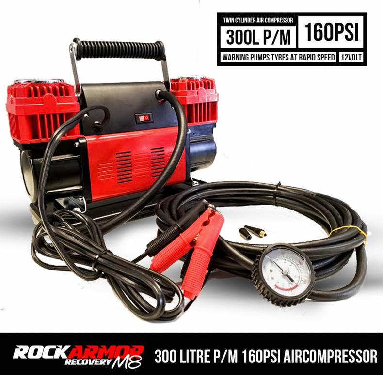 300lt Air Compressor Twin Cyl 5m hose