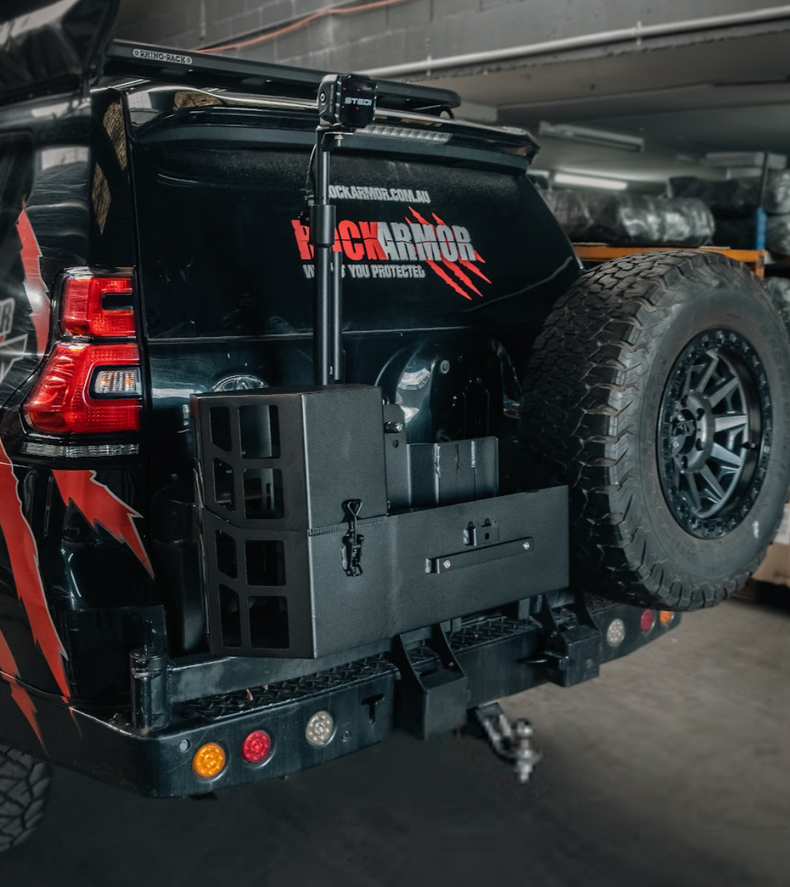 Dual Jerry Can & Gas Bottle Holder - Suits Rear Bar