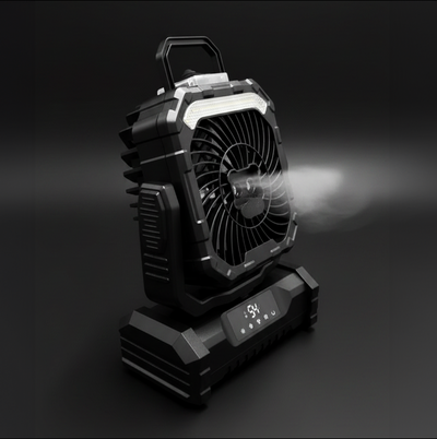 Misting Fan Camping Fan  | 20,000 mAh | Remote Control | 5 Speed Fan | 90° Rotating | Built-In LED Lantern