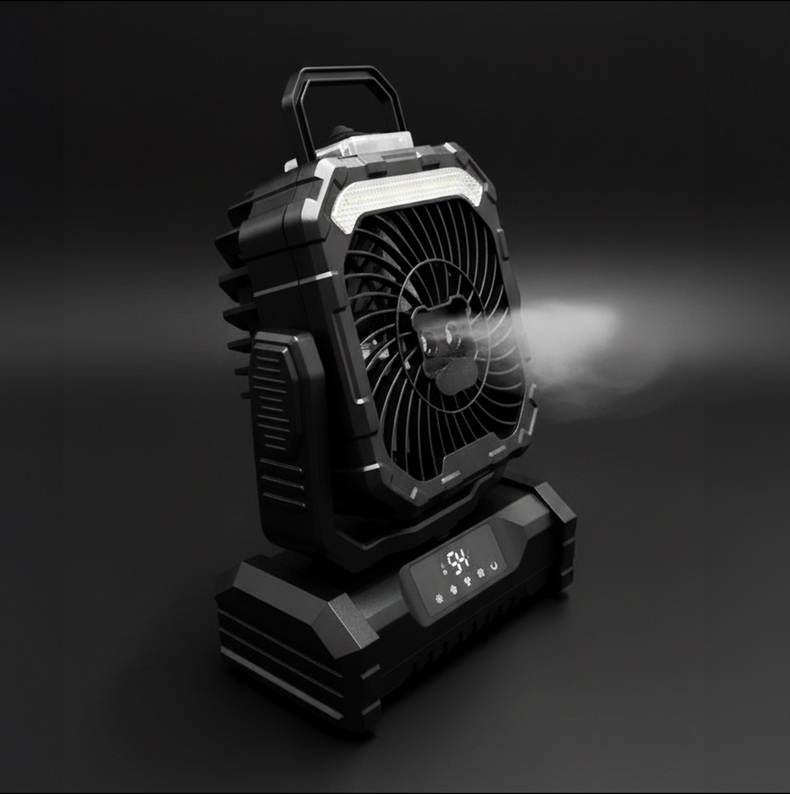 Misting Fan Camping Fan  | 20,000 mAh | Remote Control | 5 Speed Fan | 90° Rotating | Built-In LED Lantern