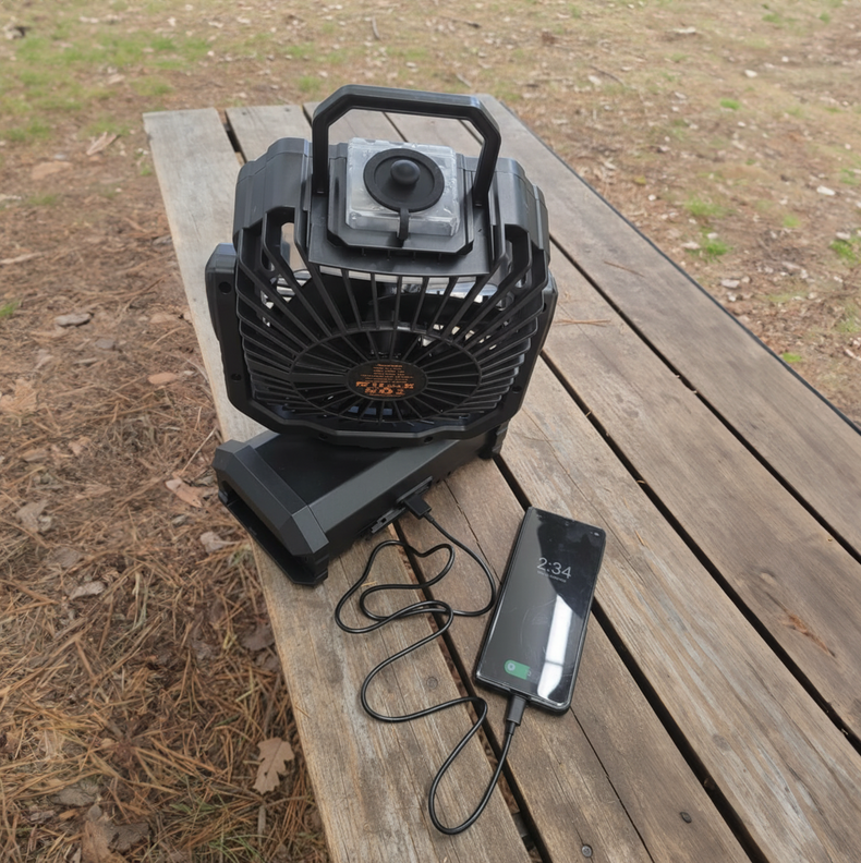 Misting Fan Camping Fan  | 20,000 mAh | Remote Control | 5 Speed Fan | 90° Rotating | Built-In LED Lantern