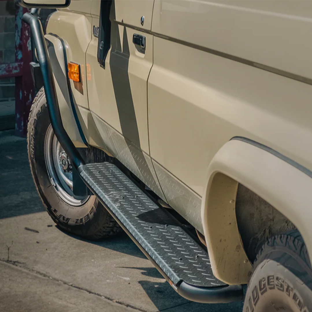 Troopy Rear Step Rock Slider Side Steps suits Toyota 78 Series Troop Carrier