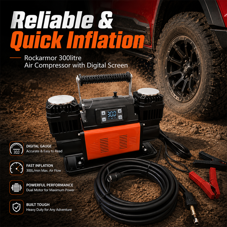 12V Air Compressor – 300L/min 150PSI with Digital Screen