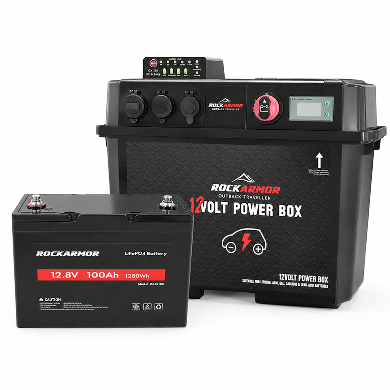 12v Battery Box With DCDC Charger & 100ah Lithium Battery