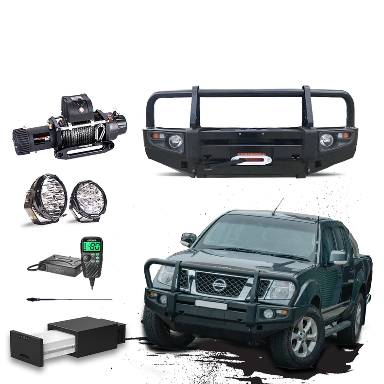 D40 Navara Touring Pack Suits: D40 Navara - Prem Bullbar, Winch, Lights, uhf
