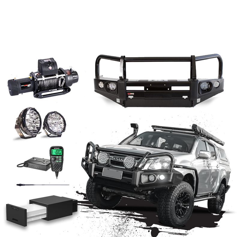 Isuzu DMAX Touring Pack Suits: DMAX 06/2012 - 01/2017 - Elite Bullbar, Winch, Lights, uhf