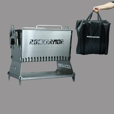 Camp Fire Pit & Bbq Grill - Polished Stainless Steel