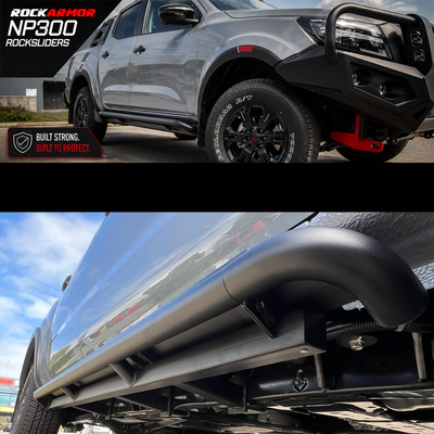 NP300 Rock Sliders Angle - Rockarmor - Chassis Wrap Mounts