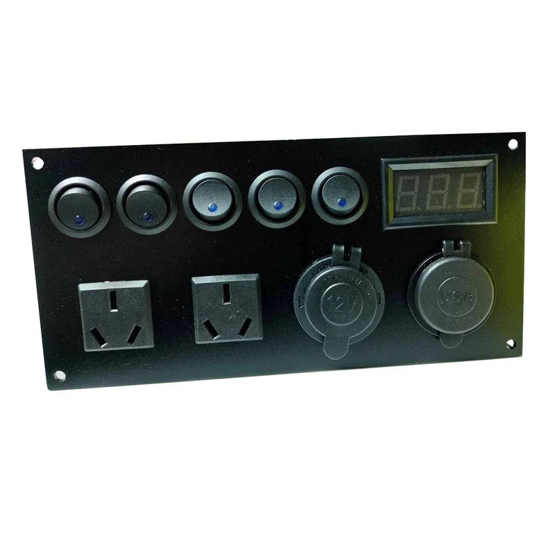 6 Gang 2 Hole 2 Socket +Digital 12v 20a / 24v 10a