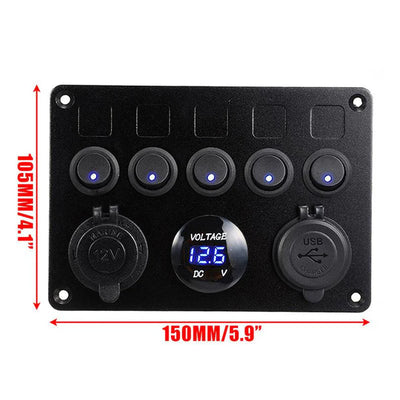 6 Gang 3 Hole Witch Panel 12v 20a