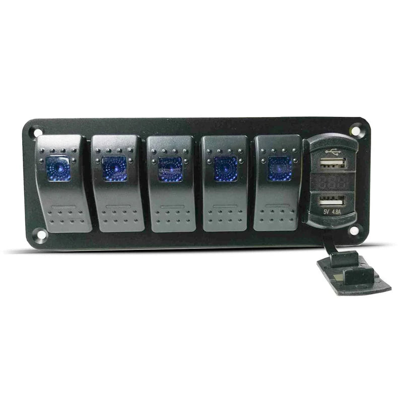 7 Switch Panel 7 Gang Alu Panel 12v 20a / 24v 10a