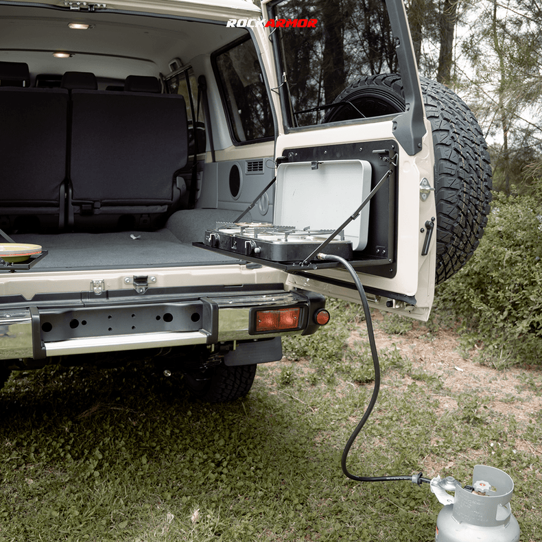 76 Series Landcruiser Rear Door Table & Roof Shelf Combo