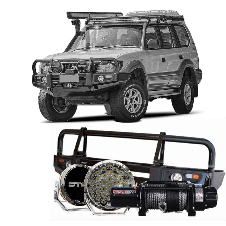 90 Series Protek Pack | Rockarmor Bull Bar, Runva Winch, Stedi Lights Suits - 90 Series Prado