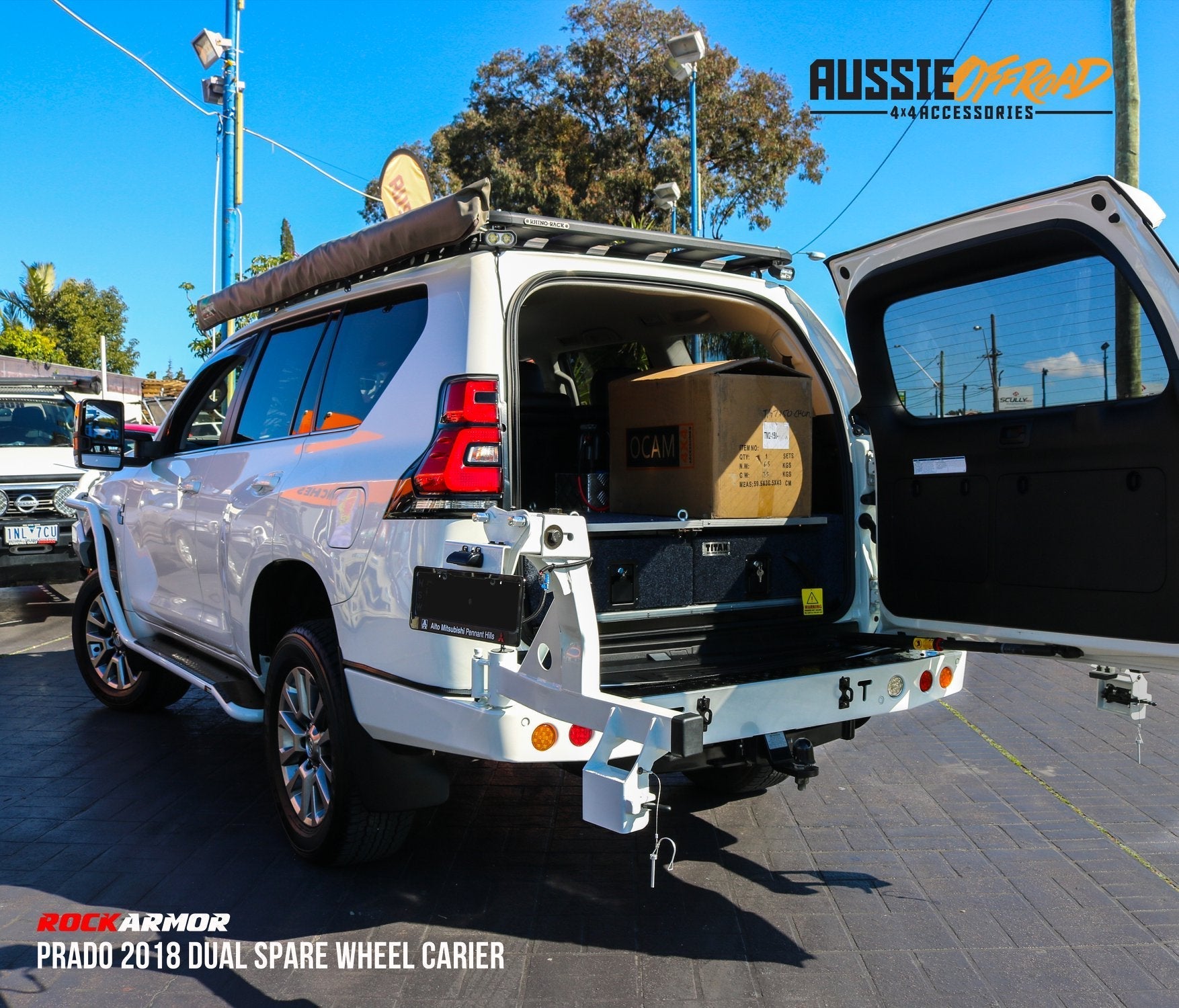 Dual Spare Wheel Carrier - Rear Bar Suits Prado 150 2010 - 2025 – Rockarmor