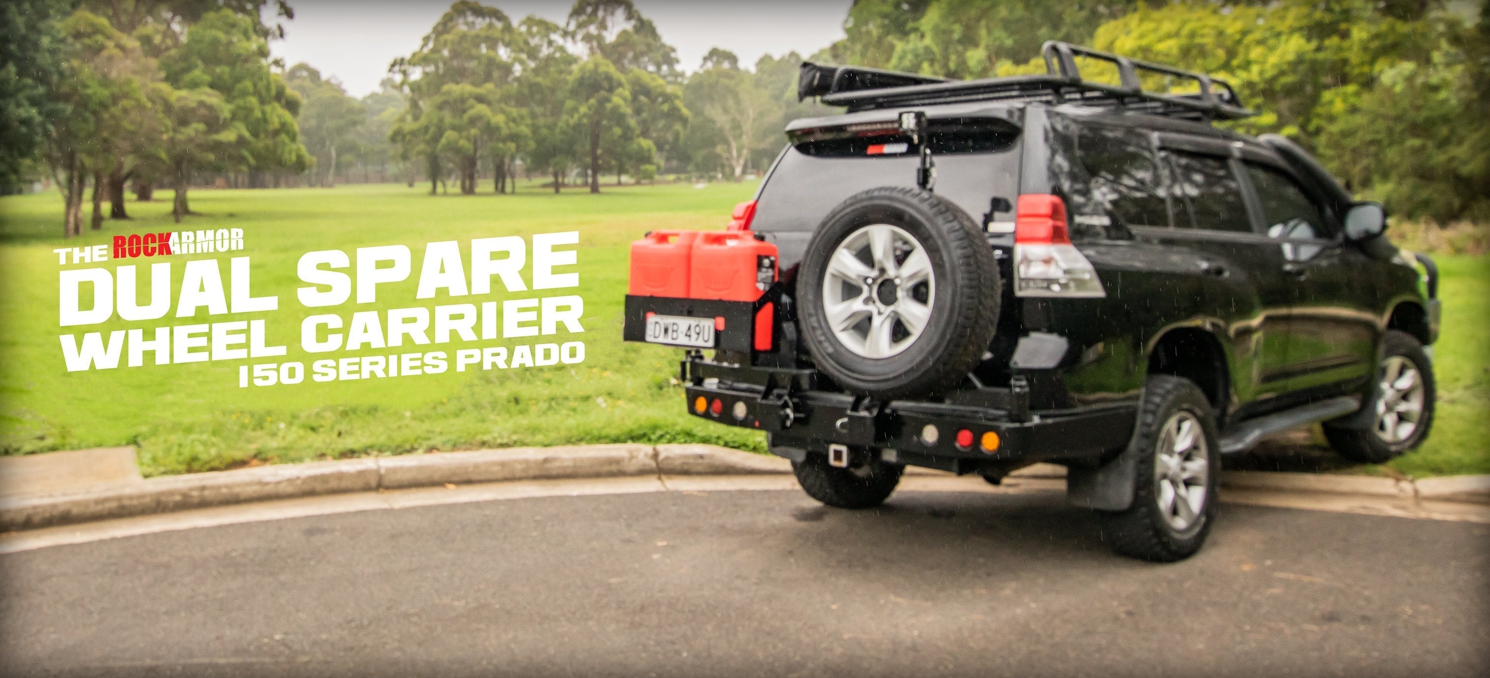 Dual Spare Wheel Carrier - Rear Bar Suits Prado 150 2010 - 2025 – Rockarmor